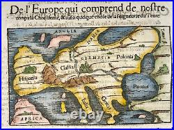 Europe 1568 Sebastian Munster Unusual Antique Engraved Map 16th Century