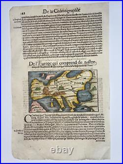 Europe 1568 Sebastian Munster Unusual Antique Engraved Map 16th Century