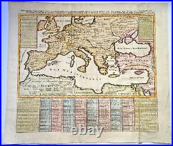 Europe 1720 Henri Chatelain Very Large Antique Map 18th Century