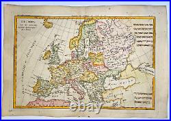 Europe 1780 Rigobert Bonne Antique Engraved Map In Colors 18th Century