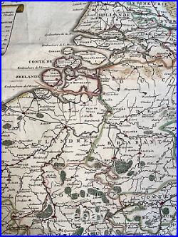 FLANDERS HOLLAND c. 1710 NICOLAS DE FER LARGE ANTIQUE MAP 18TH CENTURY