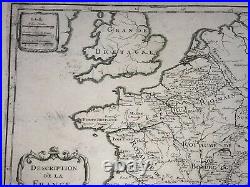 FRANCE during the REIGN OF CLOVIS 1705 NICOLAS DE FER ANTIQUE MAP 18TH CENTURY