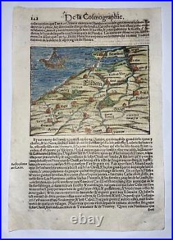 Flanders 1568 Sebastian Munster Antique Engraved Map 16th Century