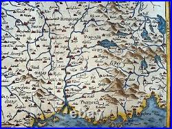France 1578 Sebastian Munster Large Unusual Antique Map 16th Century
