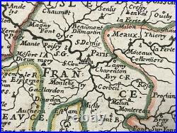 France 1676 Nicolas Sanson Large Nice Antique Map In Colors 17th Century
