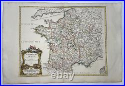 France 1750 Robert De Vaugondy Large Antique Engraved Map 18th Century