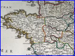 France 1750 Robert De Vaugondy Large Antique Engraved Map 18th Century