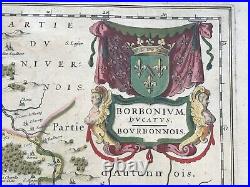 France Bourbonnois 1640 Willem Blaeu Large Antique Map 17th Century