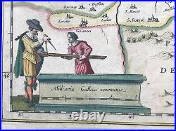 France Bourbonnois 1640 Willem Blaeu Large Antique Map 17th Century