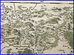 France Charolois 1635 Willem Blaeu Large Nice Antique Map 17th Century