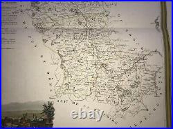 France Departement Loire 1841 Donnet Very Large Antique Map 19th Century