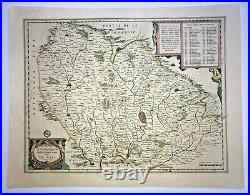 France Le Mans Alencon 1644 Willem Blaeu Large Antique Map 17th Century