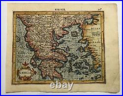 GREECE BALKANS 1613 MERCATOR HONDIUS ATLAS MINOR UNUSUAL ANTIQUE MAP 17e CENTURY