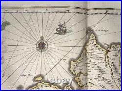 Gallicia Spain 1642 Willem Blaeu Large Antique Map 17th Century