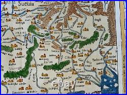 Germany Bohemia 1568 Sebastian Munster Large Unusual Antique Map 16th Century