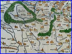 Germany Bohemia 1568 Sebastian Munster Large Unusual Antique Map 16th Century
