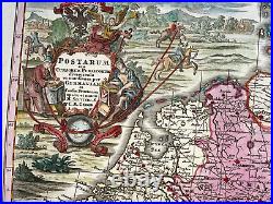 Germany Poland Austria Matheus Seutter 1730 Large Antique Post Roads Map