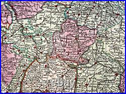 Germany Poland Austria Matheus Seutter 1730 Large Antique Post Roads Map