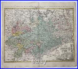 Germany Southern Saxony 1783 Homann Hrs Large Antique Map 18th Century
