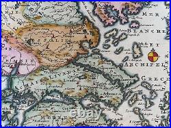 Greece Dated 1705 Nicolas De Fer Antique Engraved Map 18th Century