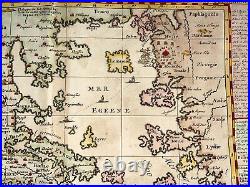 Greece Macedonia 1719 Henri Chatelain Large Antique Map 18th Century