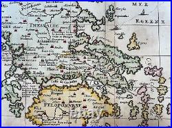 Greece Macedonia 1719 Henri Chatelain Large Antique Map 18th Century