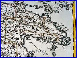 Greece Peloponnese 1685 Rossi- Vignola Large Unusual Antique Map 17th Century