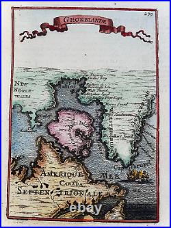 Greenland 1683 Alain Manesson Mallet Antique Map 17th Century