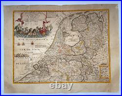 Holland 1742 Coronelli Large Antique Engraved Map In Colors 18th Century