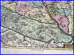 Hungary 1680 Frederik De Wit Unusual Large Antique Map 17th Century