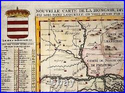 Hungary 1719 Henri Chatelain Large Antique Map 18th Century