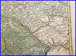 Hungary Balkans Dated 1744 Homann Heirs Large Antique Engraved Map 18th Century