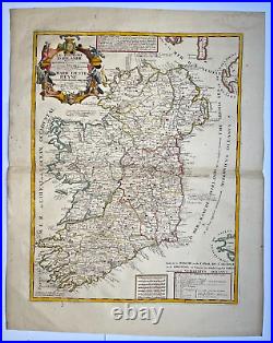 IRELAND c. 1690 J-B NOLIN VERY LARGE ANTIQUE MAP 17TH CENTURY