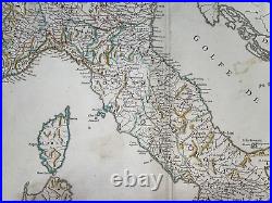ITALY POST ROADS c. 1750 ROBERT DE VAUGONDY LARGE ANTIQUE MAP 18TH CENTURY
