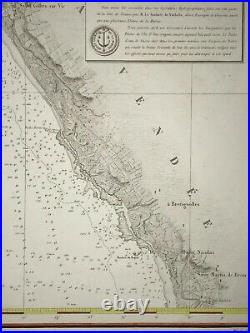 Ile D'yeu Vendee 1829 Very Large Antique Sea Chart 19th Century