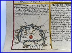 Isle Of Wight 1705 Nicolas De Fer Nice Antique Engraved Map 18th Century