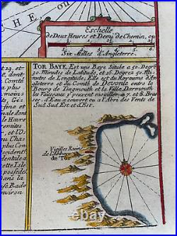Isle Of Wight 1705 Nicolas De Fer Nice Antique Engraved Map 18th Century
