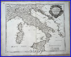 Italy 1672 Giacomo Rossi Large Antique Engraved Map 17th Century