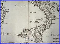 Italy 1672 Giacomo Rossi Large Antique Engraved Map 17th Century