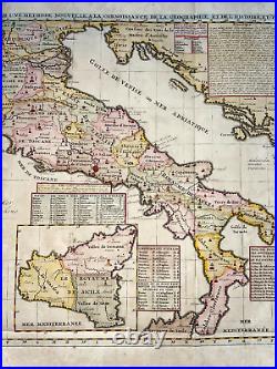 Italy 1719 Henri Chatelain Large Antique Engraved Map 18th Century