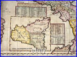 Italy 1719 Henri Chatelain Large Antique Engraved Map 18th Century