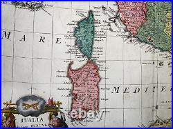 Italy 1742 Homann Hrs Large Antique Engraved Map 18th Century