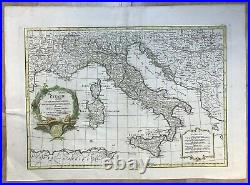 Italy (1782) Janvier/ Lattre Large Nice Antique Engraved Map In Colors