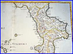Italy Calabria 1648 Nicolas Sanson Large Antique Map 17th Century