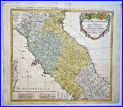 Italy Tuscany 1748 Homann Hrs Large Antique Engraved Map 18th Century