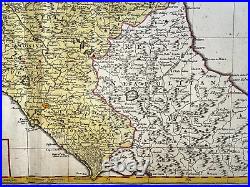 Italy Tuscany 1748 Homann Hrs Large Antique Engraved Map 18th Century