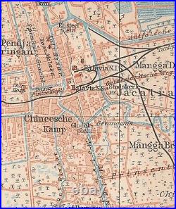 JAKARTA BATAVIA Original map city street plan INDONESIA 1914