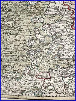 JULIERS CLEVES BERG GERMANY c. 1760 HOMANN HRS LARGE ANTIQUE MAP 18TH CENTURY