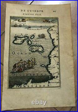 Jersey Guernesey 1683 Alain Manesson Mallet Antique Map In Colors 17th Century