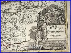 Kingdom Of Sweden 1710 Johann Baptist Homann Large Antique Map 18th Century